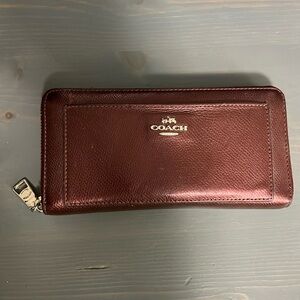 Metallic garnet coach wallet